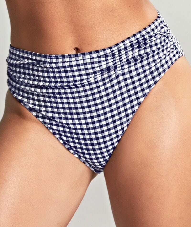 Panache Swimwear Gingham Midi Pant - Navy Gingham Swim
